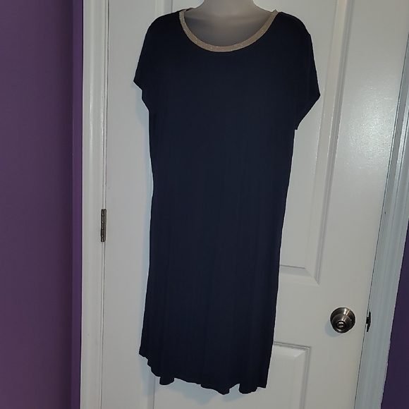 Michael Kors Navy Dress with Cream Accent Sz: XL - Picture 2 of 8